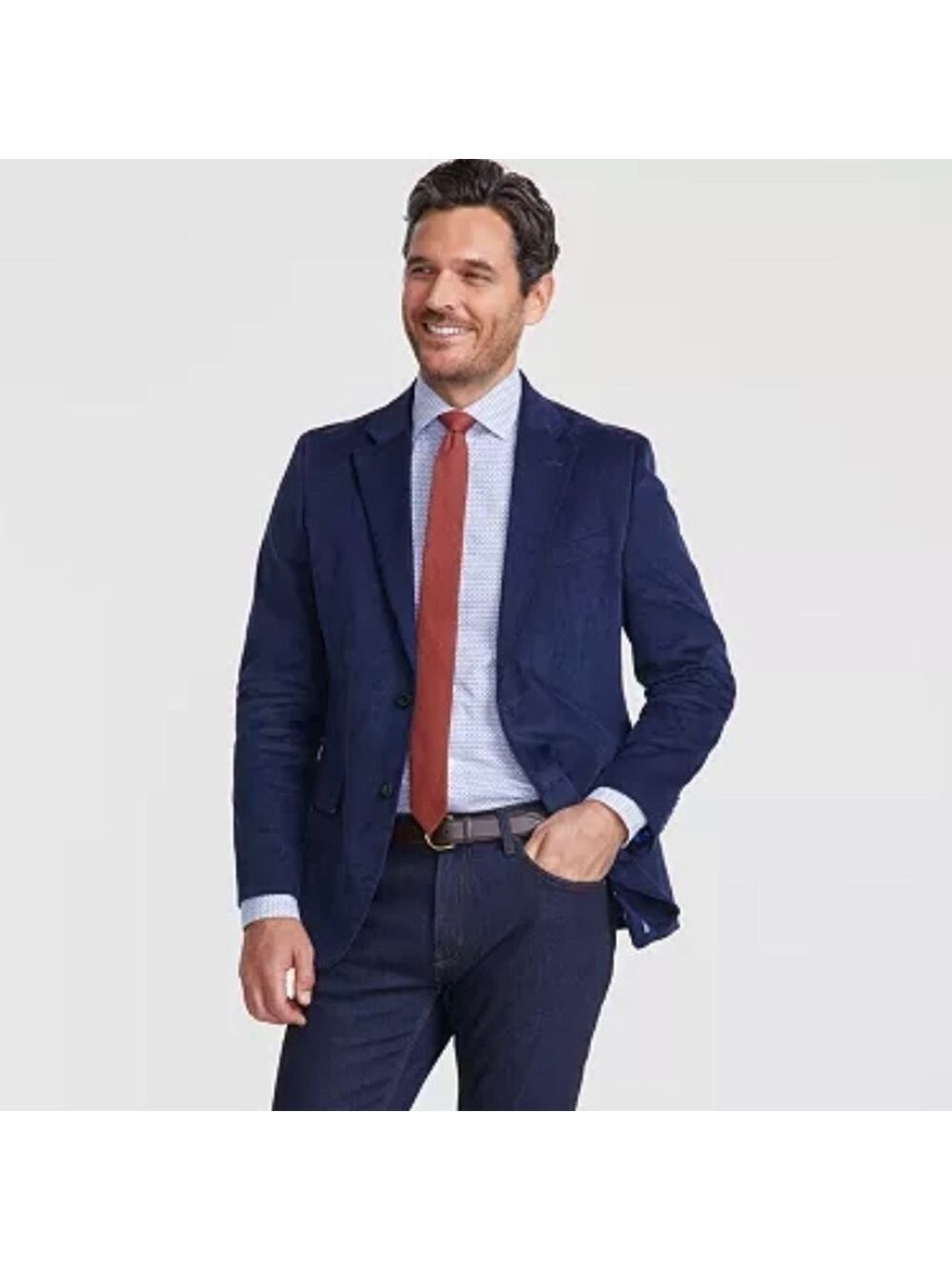 Nautica Men's Modern-Fit Stretch Corduroy Sport Coat Blazer Suit Jacket Navy